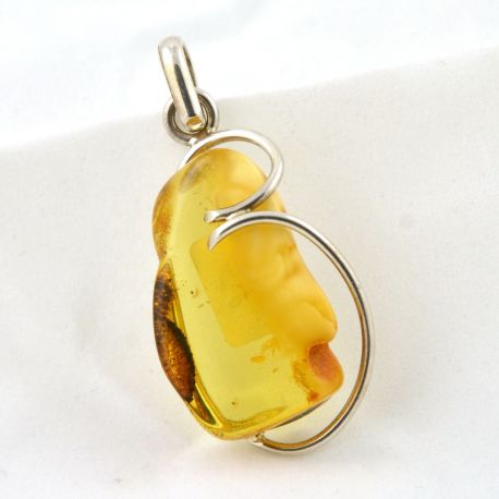 Pendente in Ambra e argento