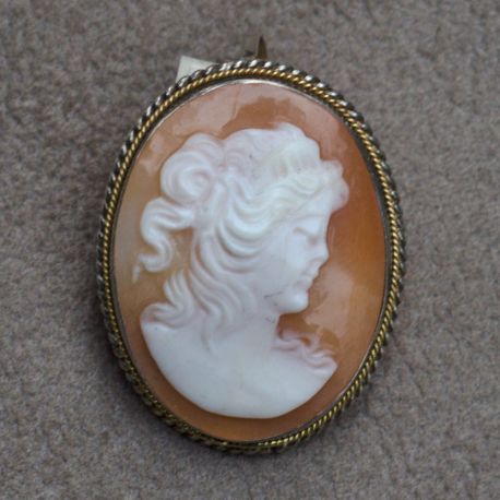 Cammeo Pendente-spilla in Ambra e argento